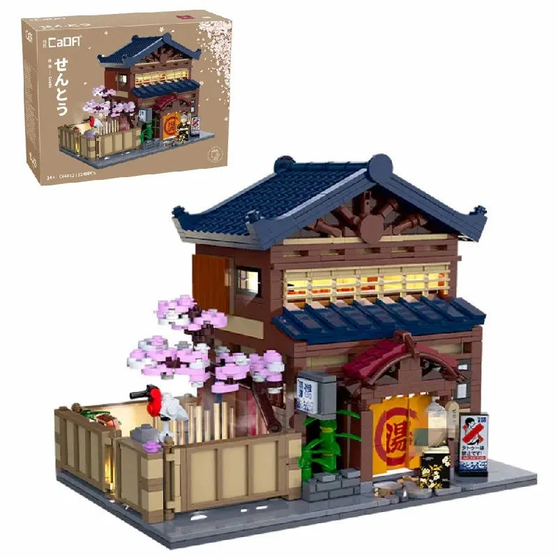 Japanese Bathhouse Building Set - 1249 Pieces Modular Architecture