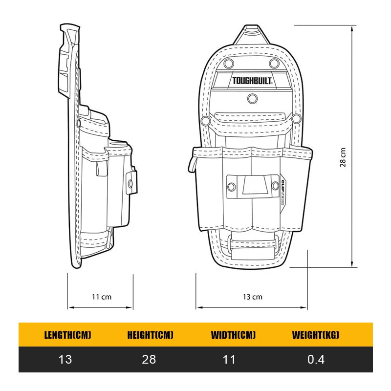 TOUGHBUILT 6-Pocket Pouch - Ultimate Tool Organizer & Multi-Functional Accessory