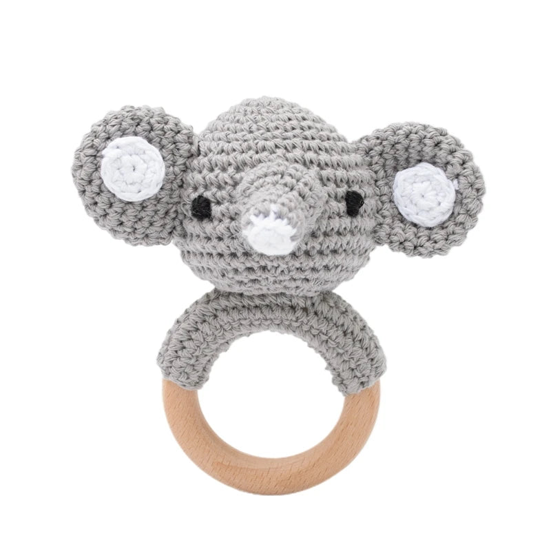 Bopoobo Baby Crochet Rattle Toy - Soft Wooden Teether & Infant Gym