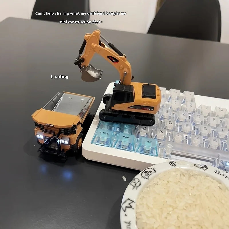 1:64 Metal Remote Control Excavator & Truck Set - Heavy-Duty Fun!