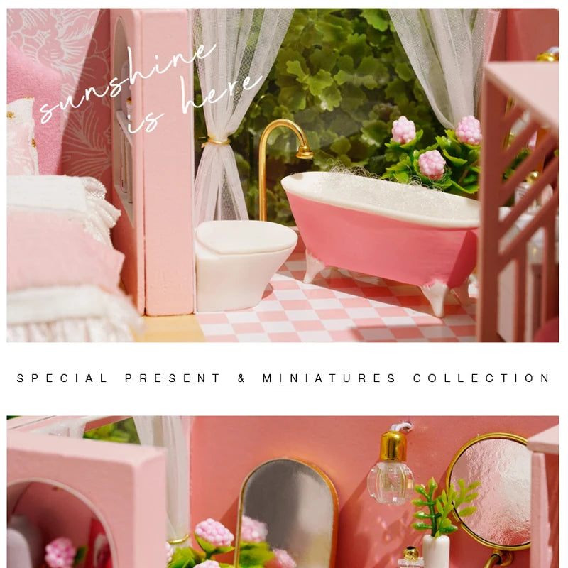 3D Wooden Mini Dollhouse Kit - DIY Duplex Apartment with Furniture