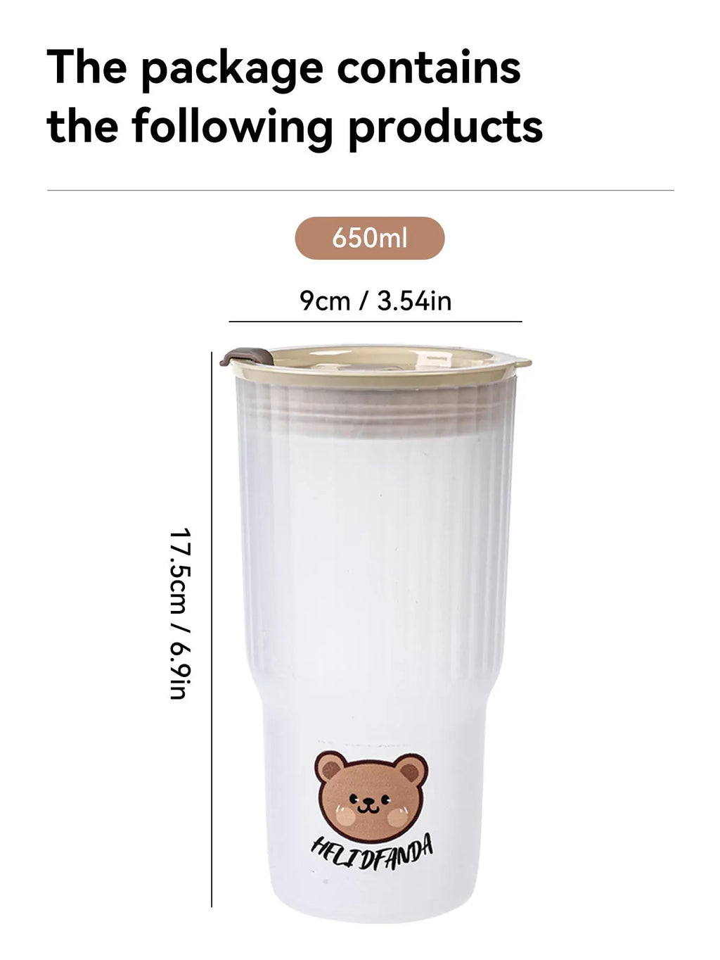 Cute Bear Large Capacity Water Bottle – Leak-Proof Tumbler