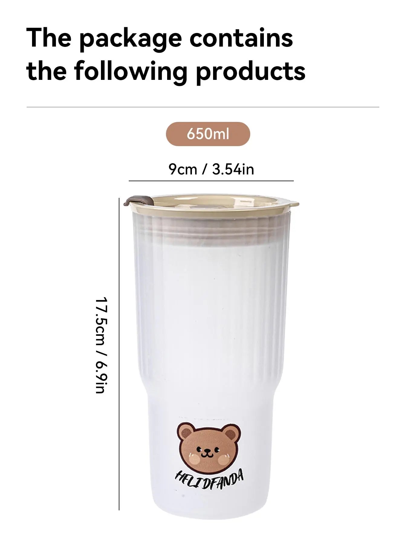 Cute Bear Large Capacity Water Bottle – Leak-Proof Tumbler