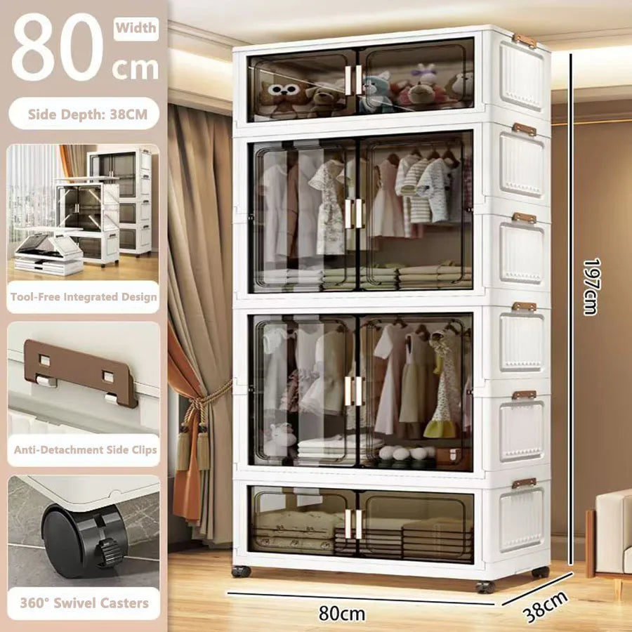 Folding Storage Cabinet - Multi-Use Organizer for Home & Kitchen