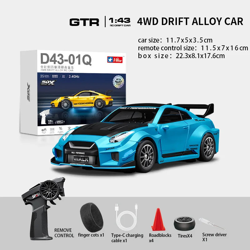 Macro Star D43 RC Drift Car - Eye-Catching Luminous 1:43 Alloy Model