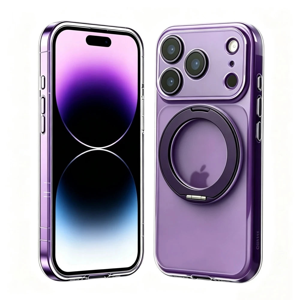Clear MagSafe-Compatible Ring Stand Case for iPhone 11-17 | Shockproof