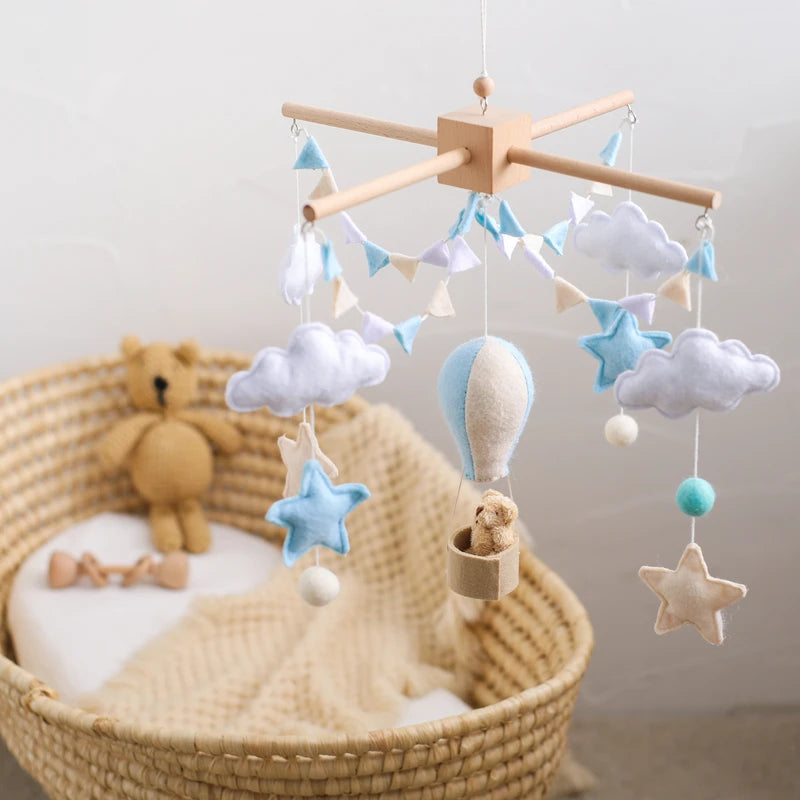Soft Felt Hot Air Balloon Baby Crib Mobile - Colorful Wind Chime Toy