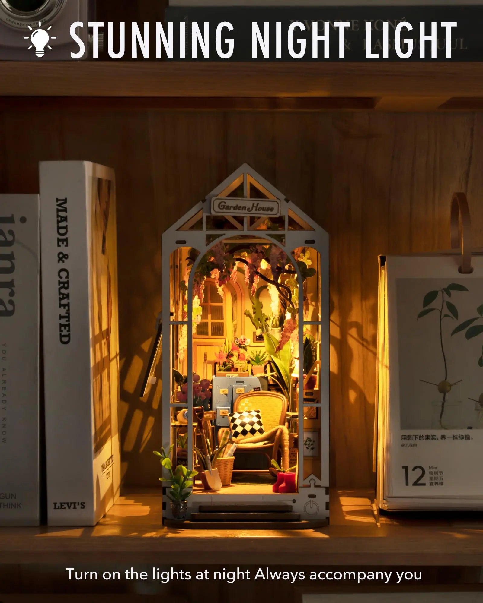 Robotime Garden House Book Nook DIY Kit - Perfect for Kids & Home Decor