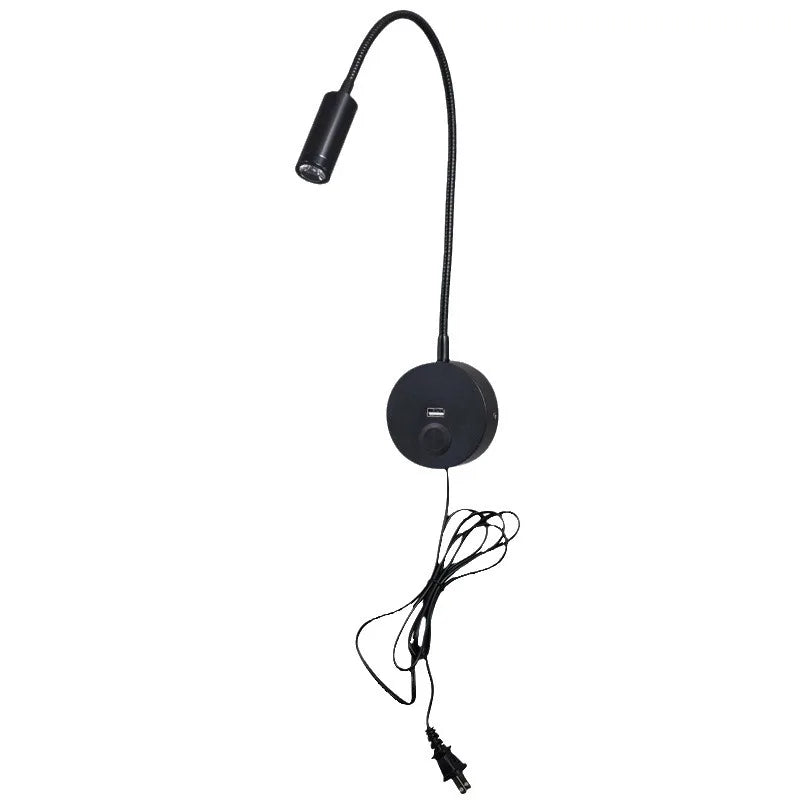 Dimmable LED Bedside Wall Lamp with USB Port - Flexible Gooseneck