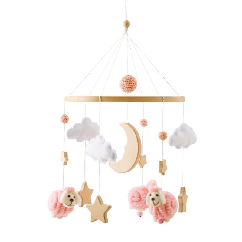 Wooden Baby Crib Mobile with Musical Rattle - Perfect Infant Toy