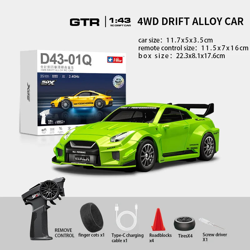 Macro Star D43 RC Drift Car - Eye-Catching Luminous 1:43 Alloy Model