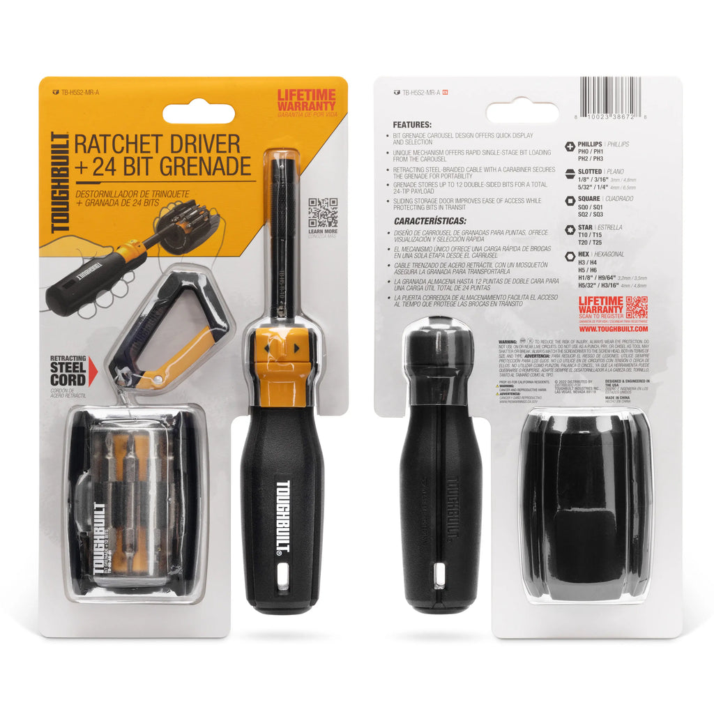 TOUGHBUILT Ratcheting Multi-Bit Driver - Versatile 24-Bit Storage Tool