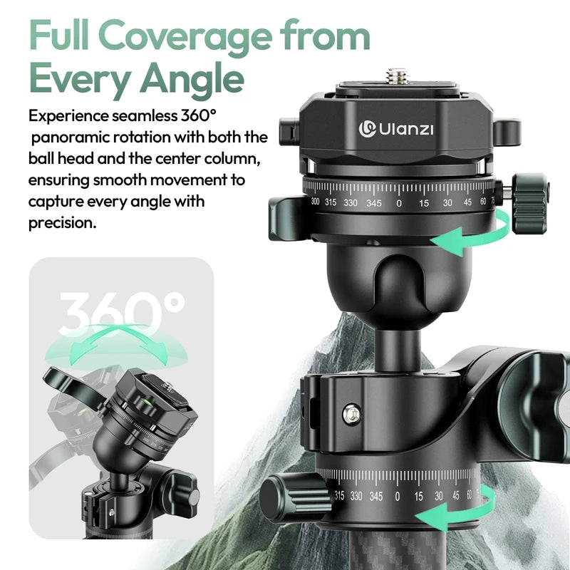 Ulanzi JJ05 GlideGo Travel Tripod - Carbon Fiber, Low-Angle Shots