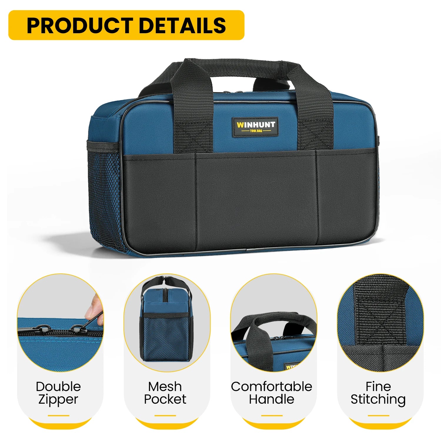 WINHUNT Heavy Duty Tool Bag Organizer - 14" Wide Mouth Tote