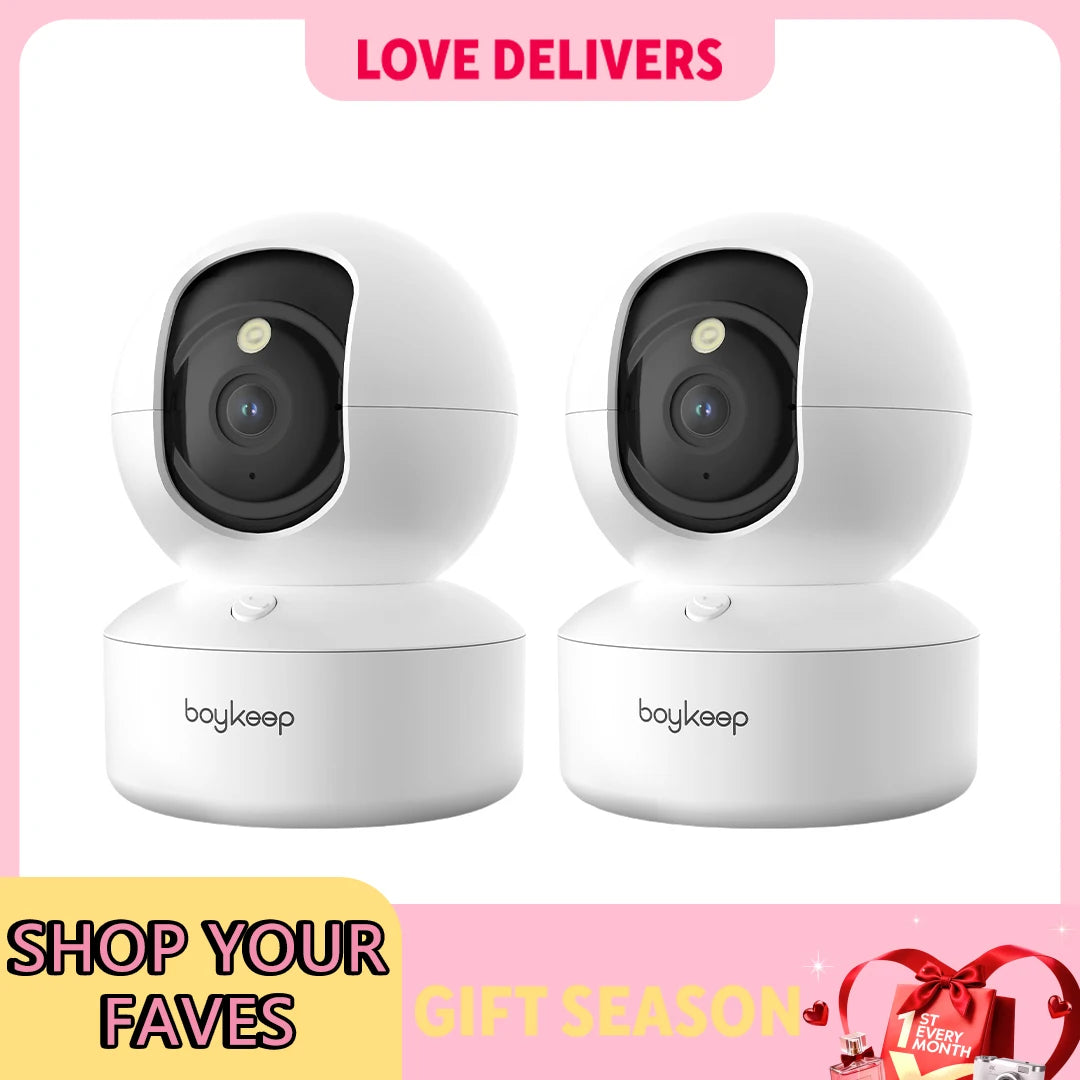 BoyKeep 2PCS 360° WiFi Camera with Night Vision & 2-Way Audio