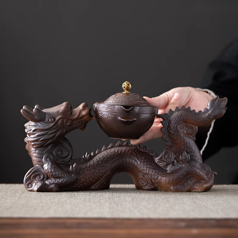 Creative Chinese Kung Fu Tea Set - Semi-Automatic Dragon Teapot