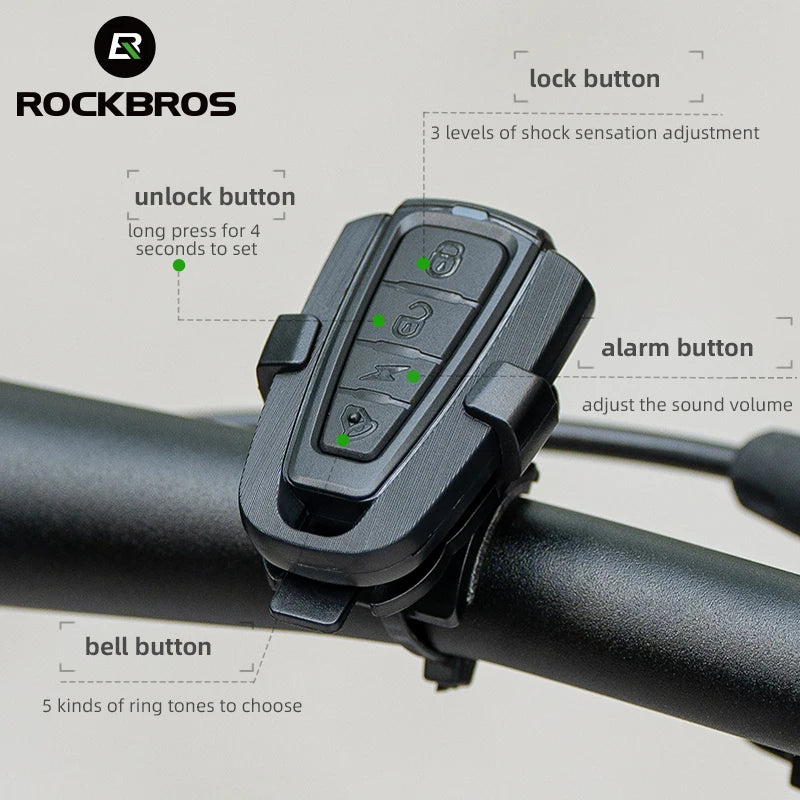 ROCKBROS Anti-Theft Electric Bike Alarm with Remote Control