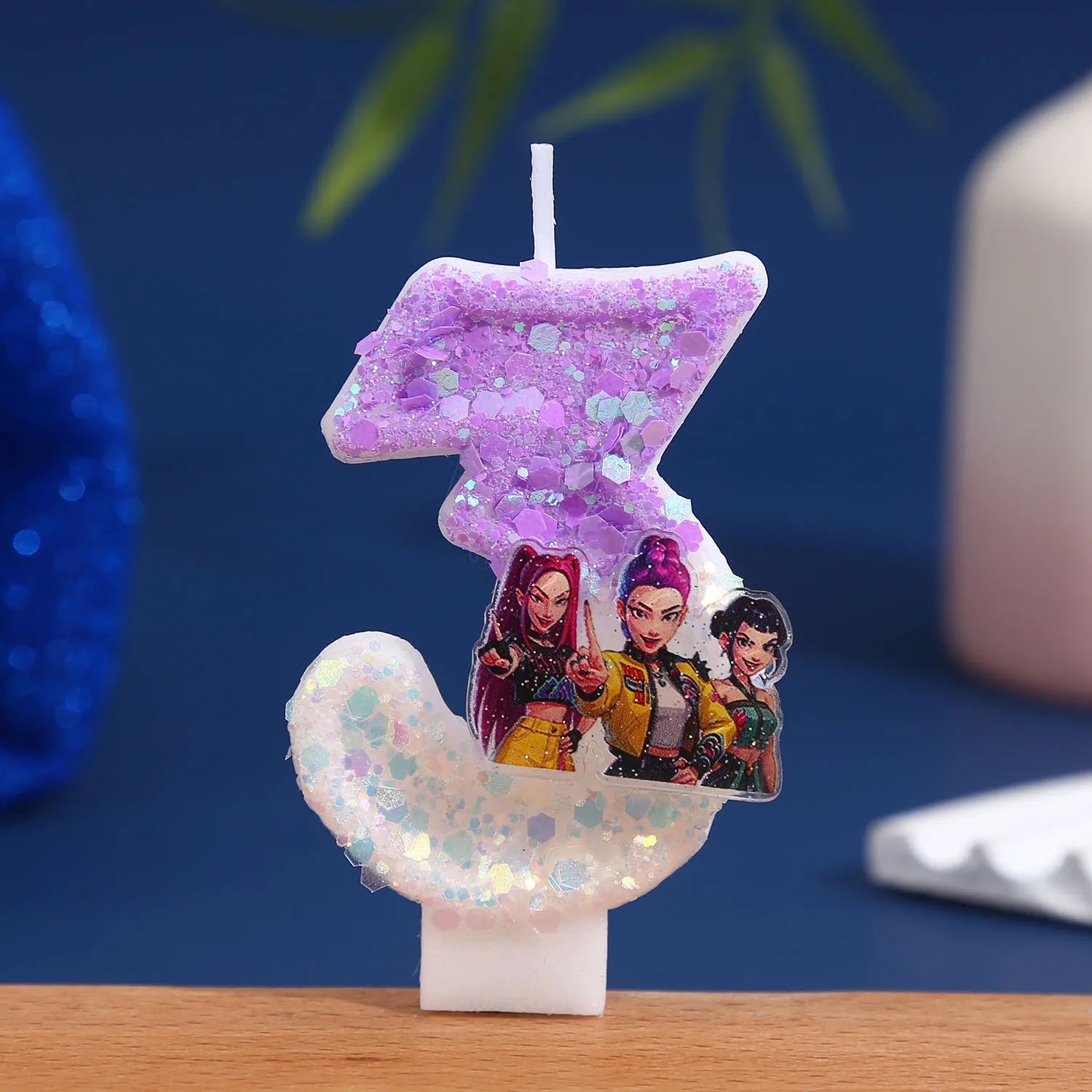 Purple Glitter Birthday Number Candle - Creative Cake Decoration