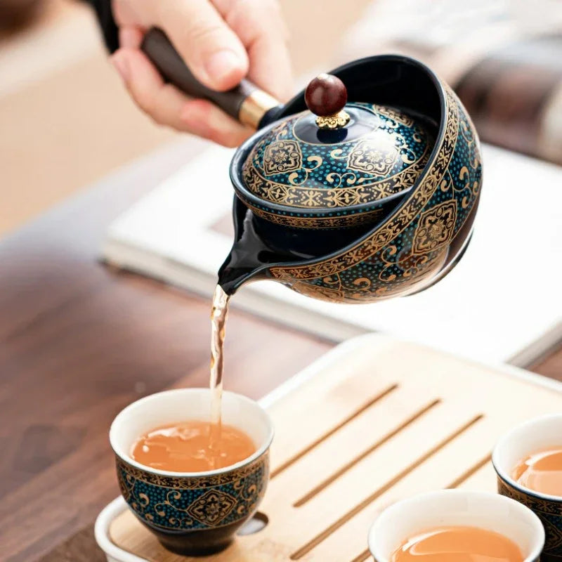 Elegant Sand Ceramic Kung Fu Tea Set - Travel & Gift Ready