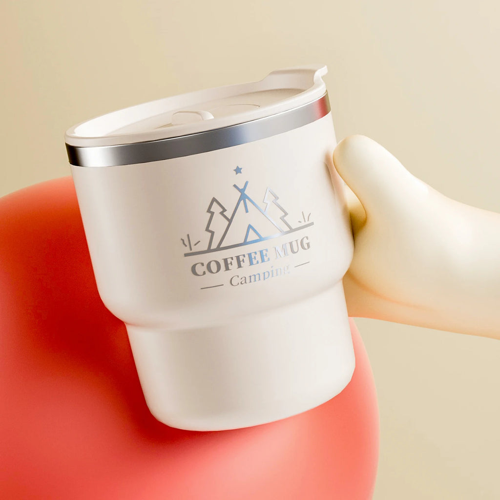 Double Layer Insulated Coffee Cup with Lid - Leak-Proof Design