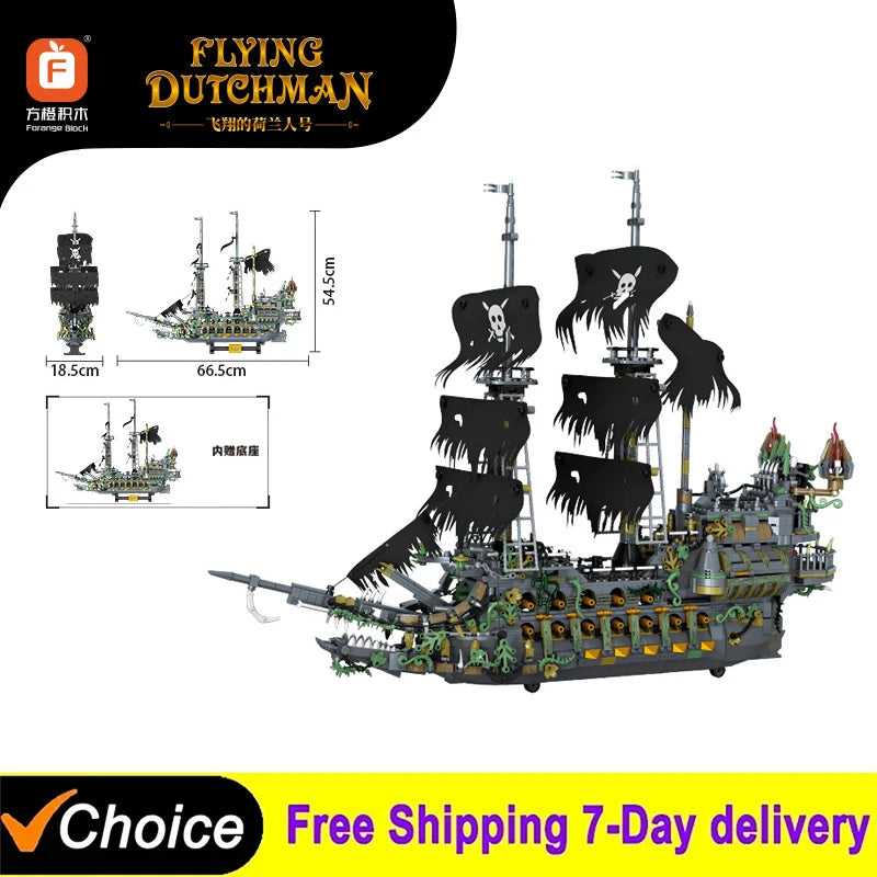 2434Pcs Flying Dutchman Pirate Ship Building Blocks Model for Kids