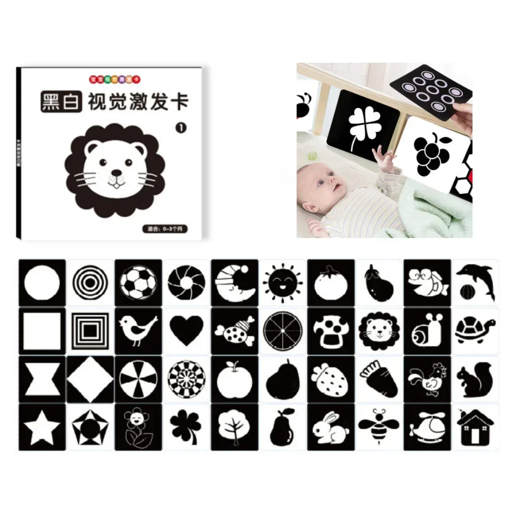 Montessori Black and White Baby Stimulation Cards - High Contrast Learning