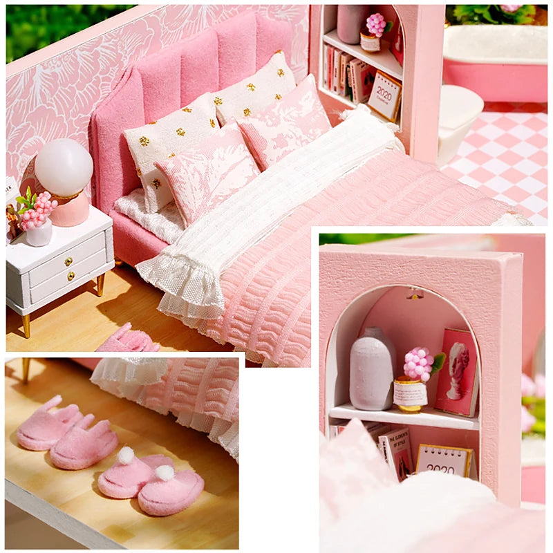 3D Wooden Mini Dollhouse Kit - DIY Duplex Apartment with Furniture