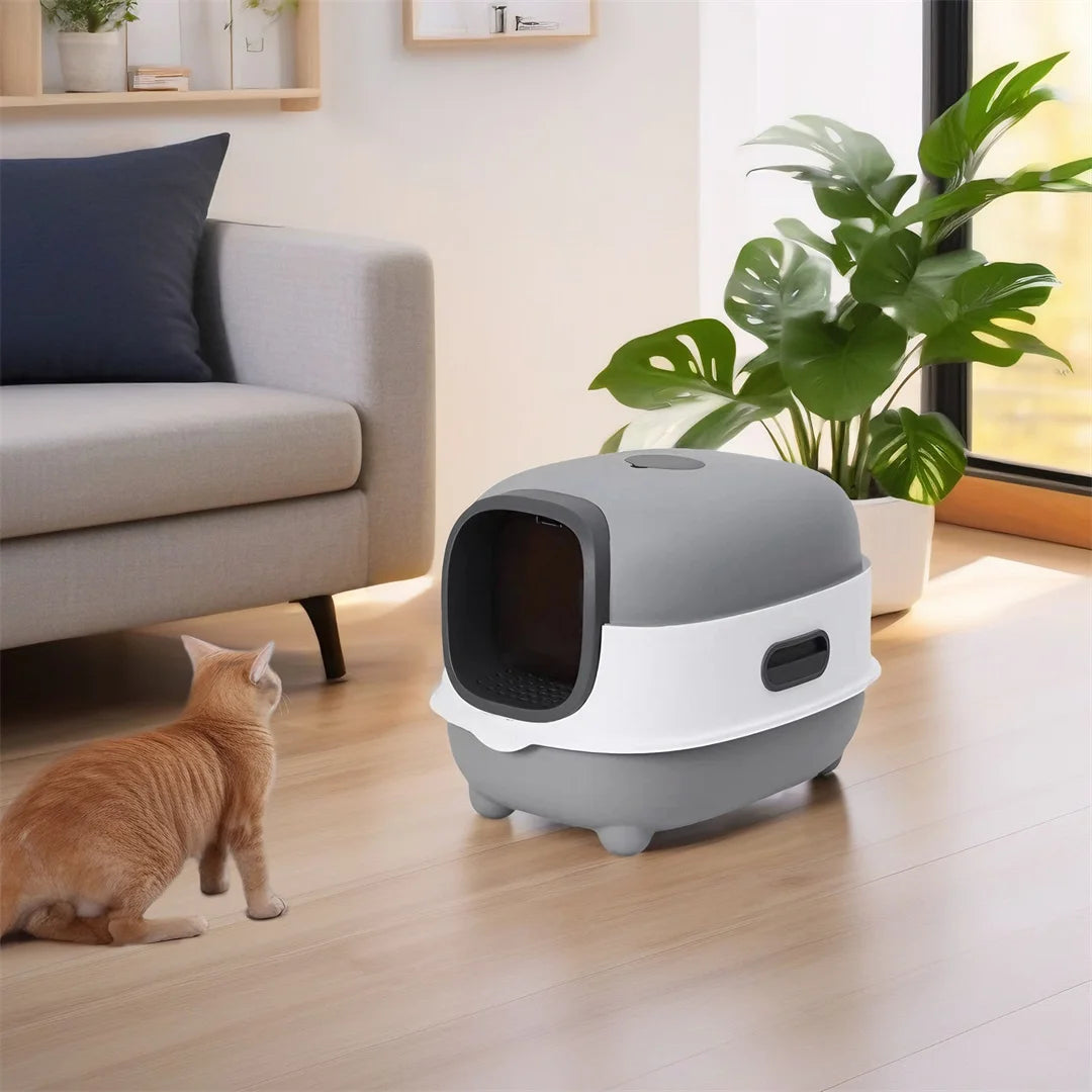 Hooded Cat Litter Box with Scoop - Easy Clean & Anti-Splash Design