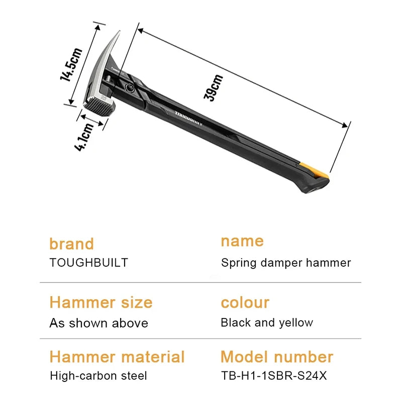 TOUGHBUILT Shockproof Steel Hammer with Magnetic Nail Groove