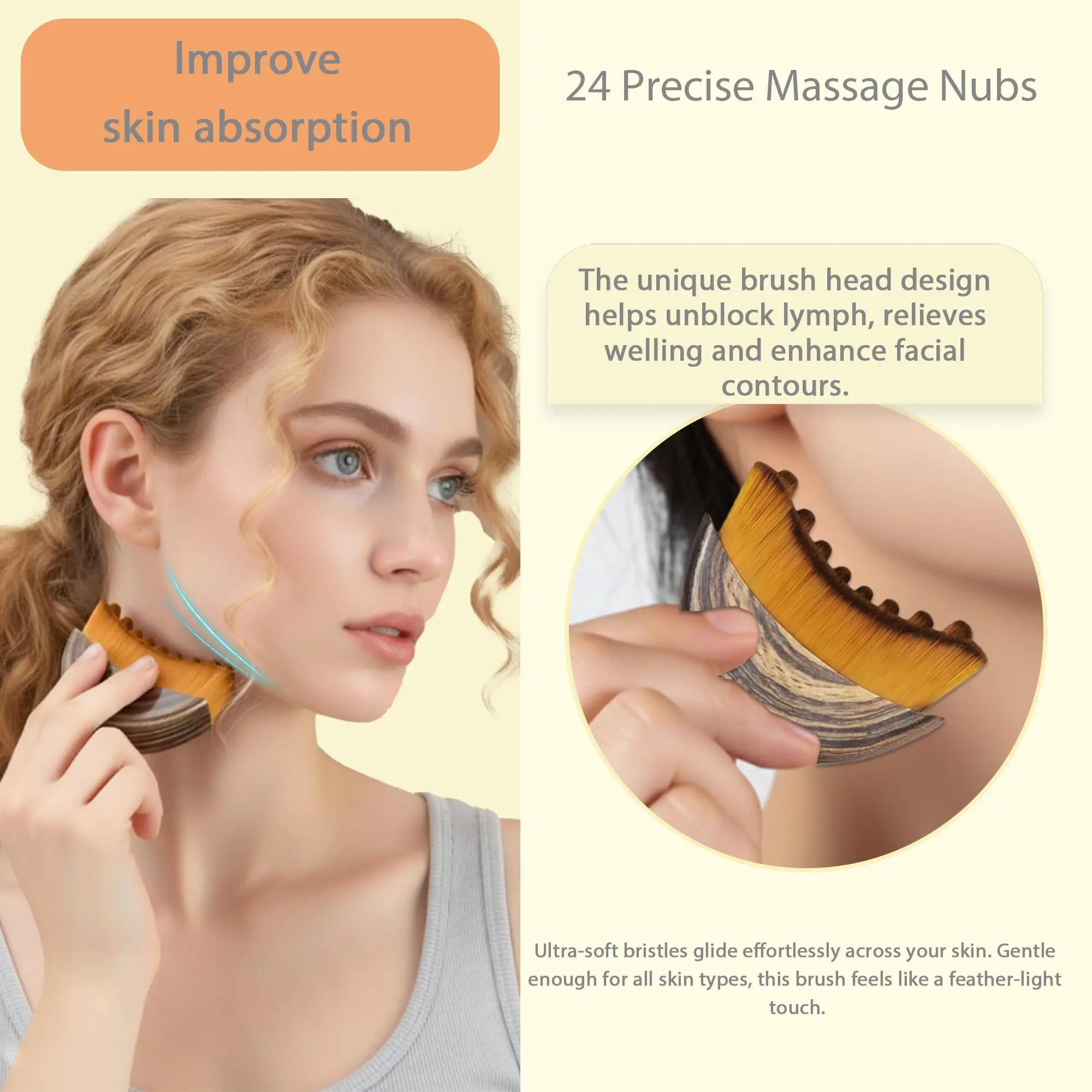 1 PCS Lymphatic Contour Face Brush with Storage Box Lymphatic Drainage Brush for Face Chin & Neck