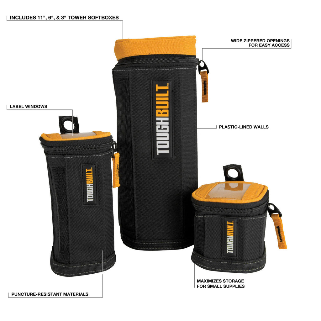 ToughBuilt Tower Softboxes Organizer - 3 Pack for Ultimate Tool Storage