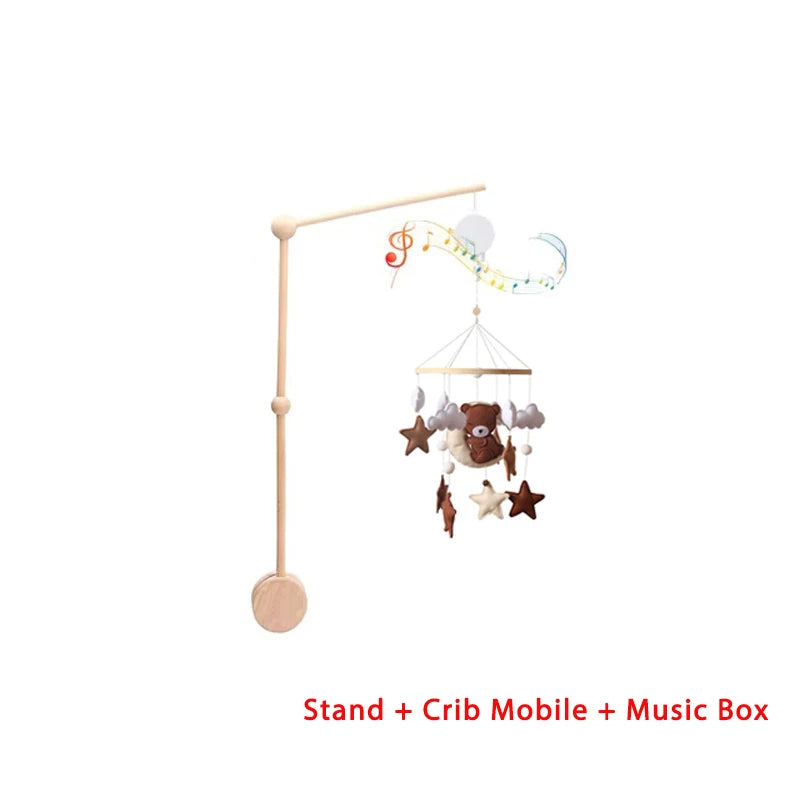 Dreamy Wooden Crib Mobile with Soft Felt Cartoon Bear & Gentle Bells