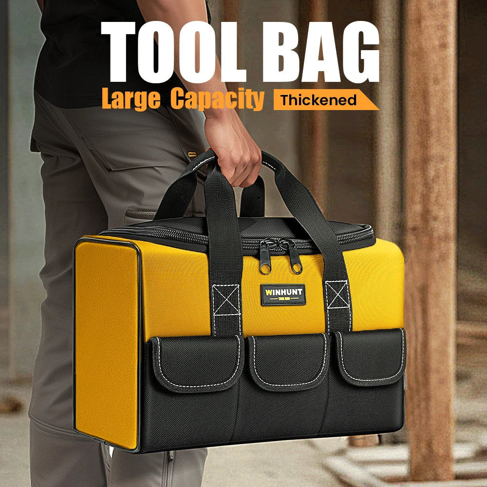 Large 17 Inch Tool Bag with 6 Exterior Pockets - Ideal for DIY Projects