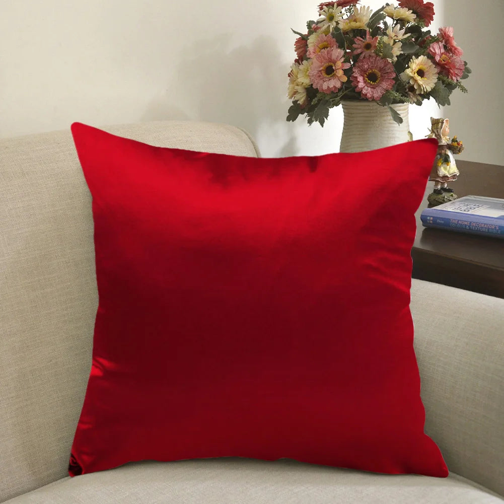 Elegant Satin Silk Throw Pillow Case with Hidden Zipper - Solid Color