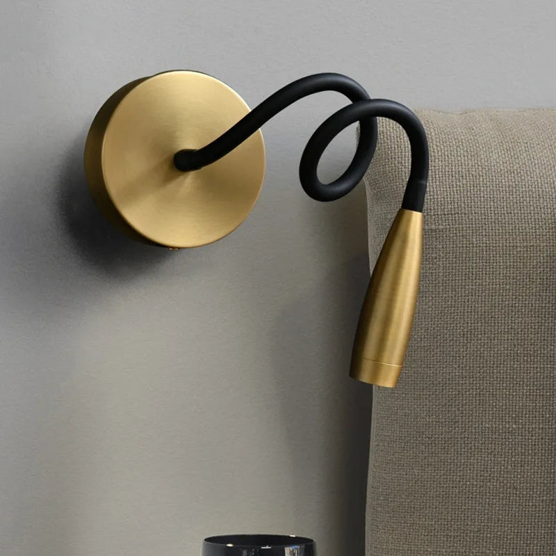Adjustable Copper LED Wall Lamp - Modern Gold and Black Design