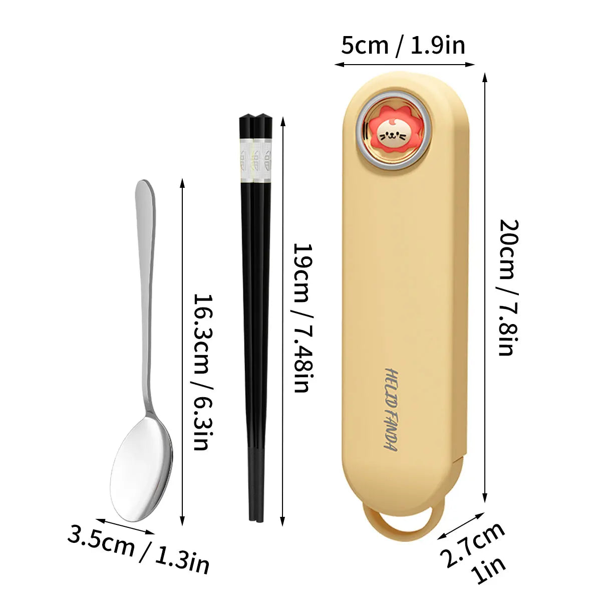 3pcs Cartoon Stainless Steel Dinnerware Set - Eco-Friendly Travel Tableware