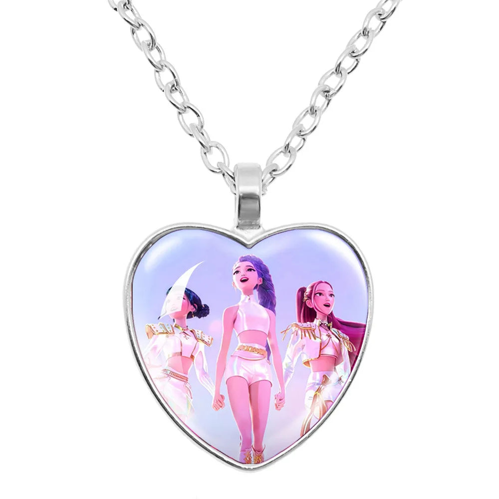 Trendy 2pc Demon Hunters Necklace & Bracelet Set - Stylish Anime Accessory