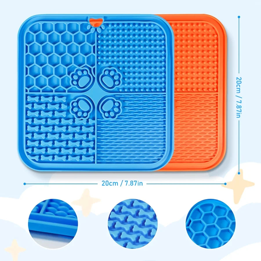 Anxiety Relief Dog Lick Mat with Suction Cups - Slow Feeder Silicone Bowl