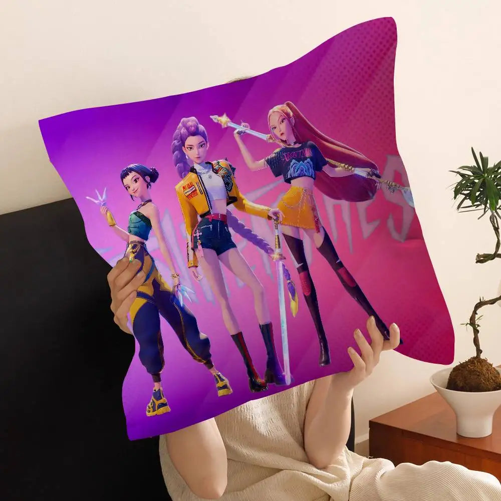 Kop-Cartoon K-Pop Demon Hunters Cushion Cover - Home Decor Pillow