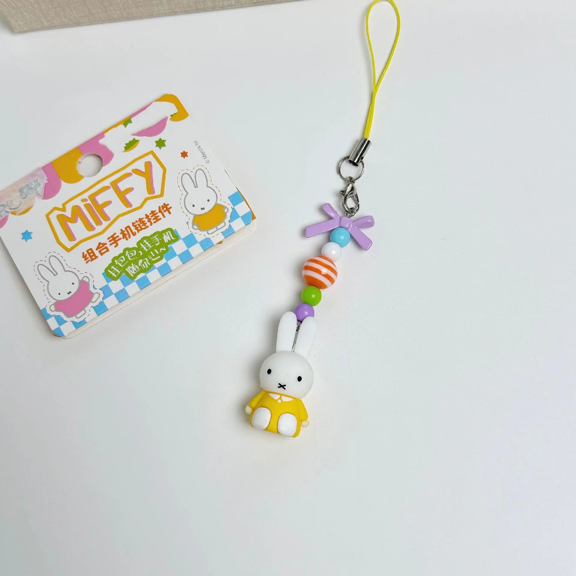 Kawaii Miffy Keychain - Cute Cartoon Rabbit with Bow for Girls