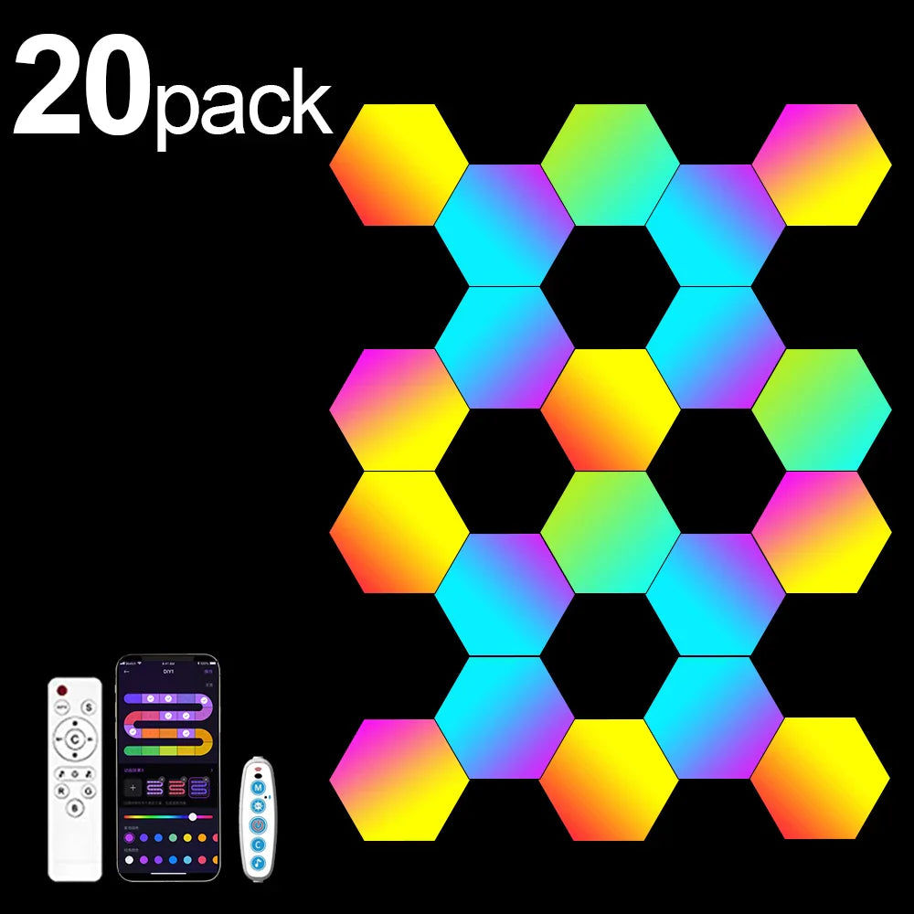 RGB Smart Hexagonal Wall Lamp - Color Changing Ambient Light