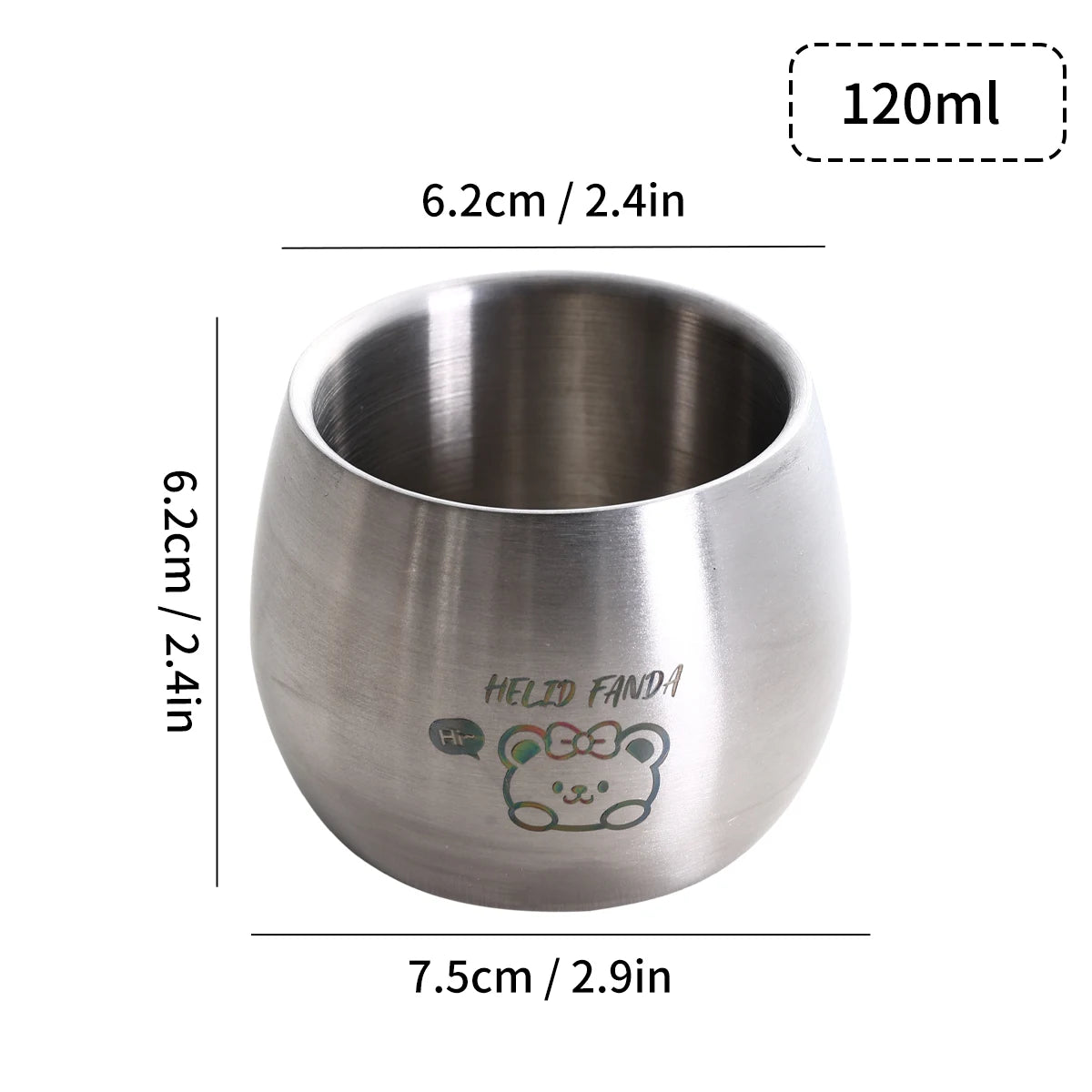 Double-Layer Cute Metal Coffee Cup for Kids - 120ml Stainless Steel