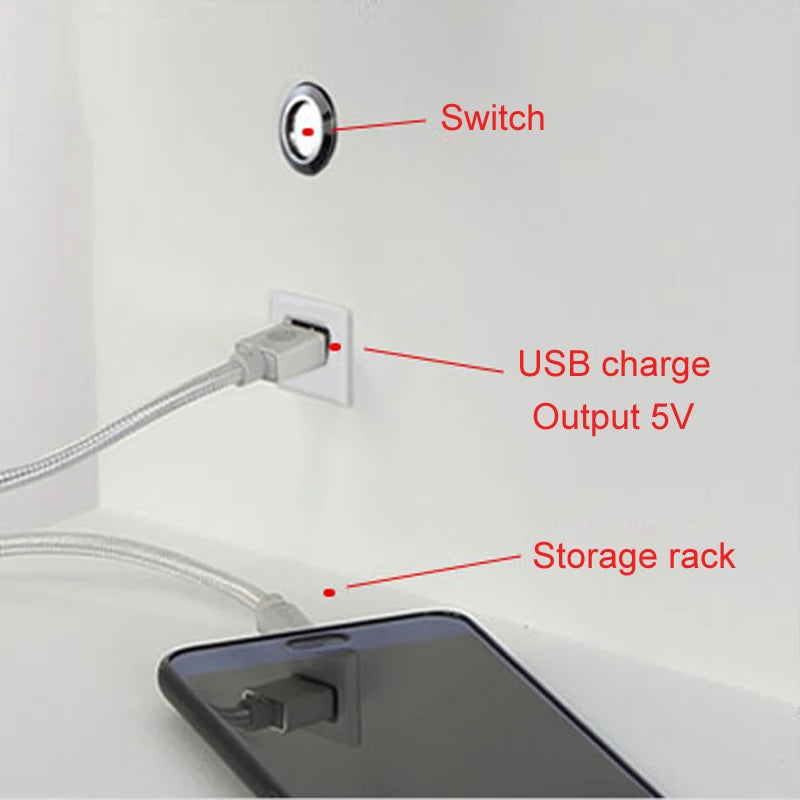 Modern LED Wall Lamp with USB Charging - Stylish Bedroom Night Light