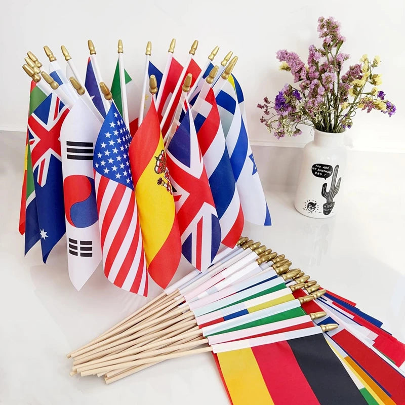 32 National Parade Flags Set – Double-Sided Polyester for Events