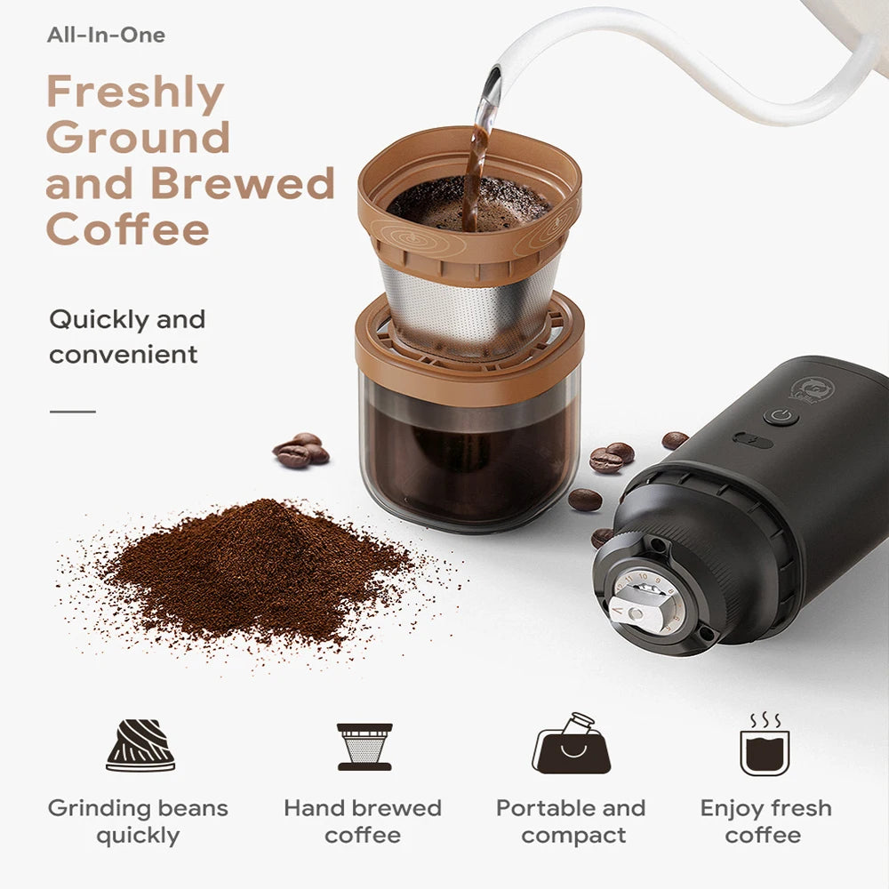 iCafilas Portable Electric Coffee Grinder & Mini Dripper - Travel Ready