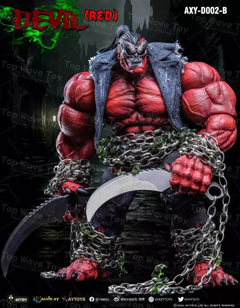 AXYTOYS 1/12 Scale Unpainted Demon Figure – Stunning Crimson Model