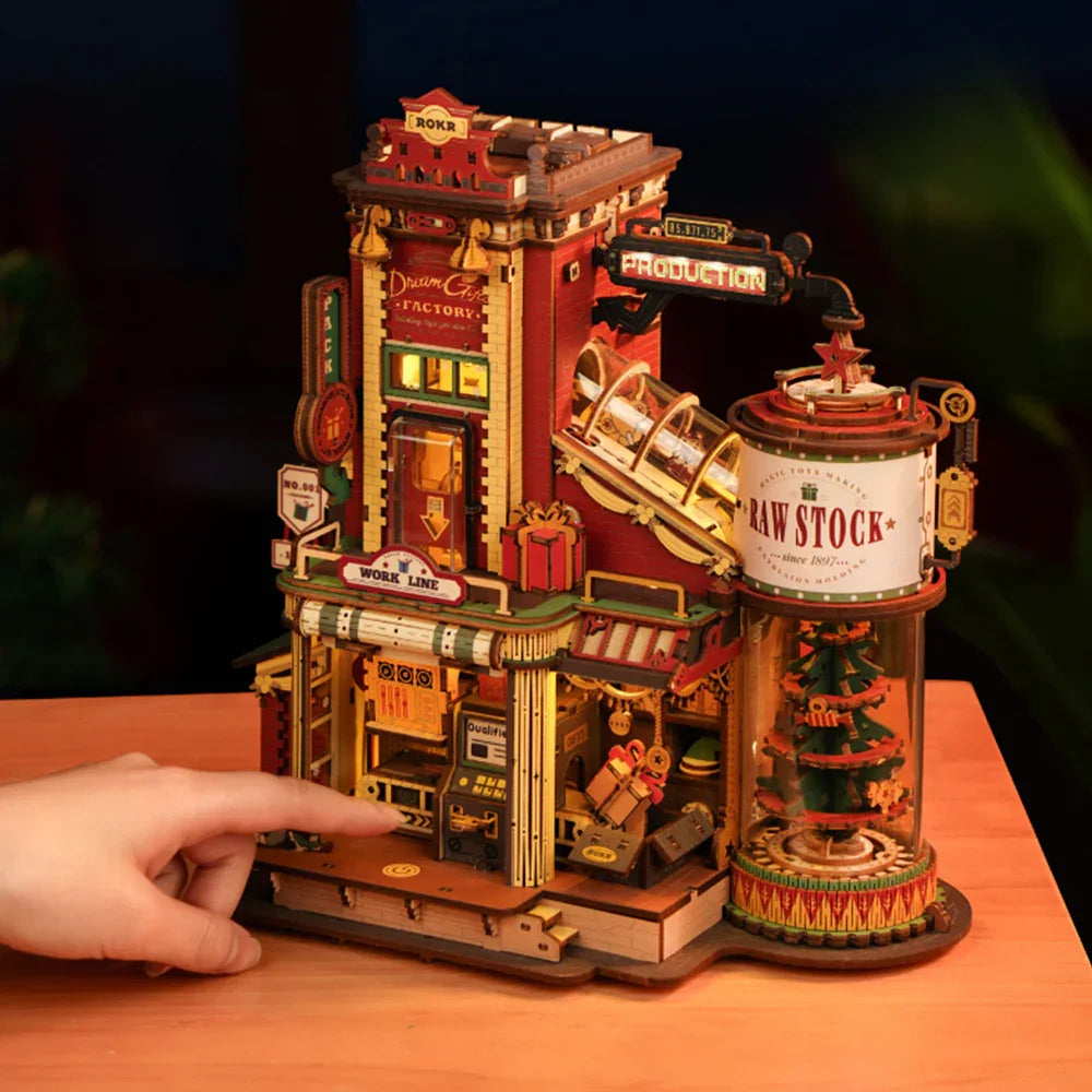 Robotime Wooden Music Box Puzzle – Interactive 3D Factory Model Kit
