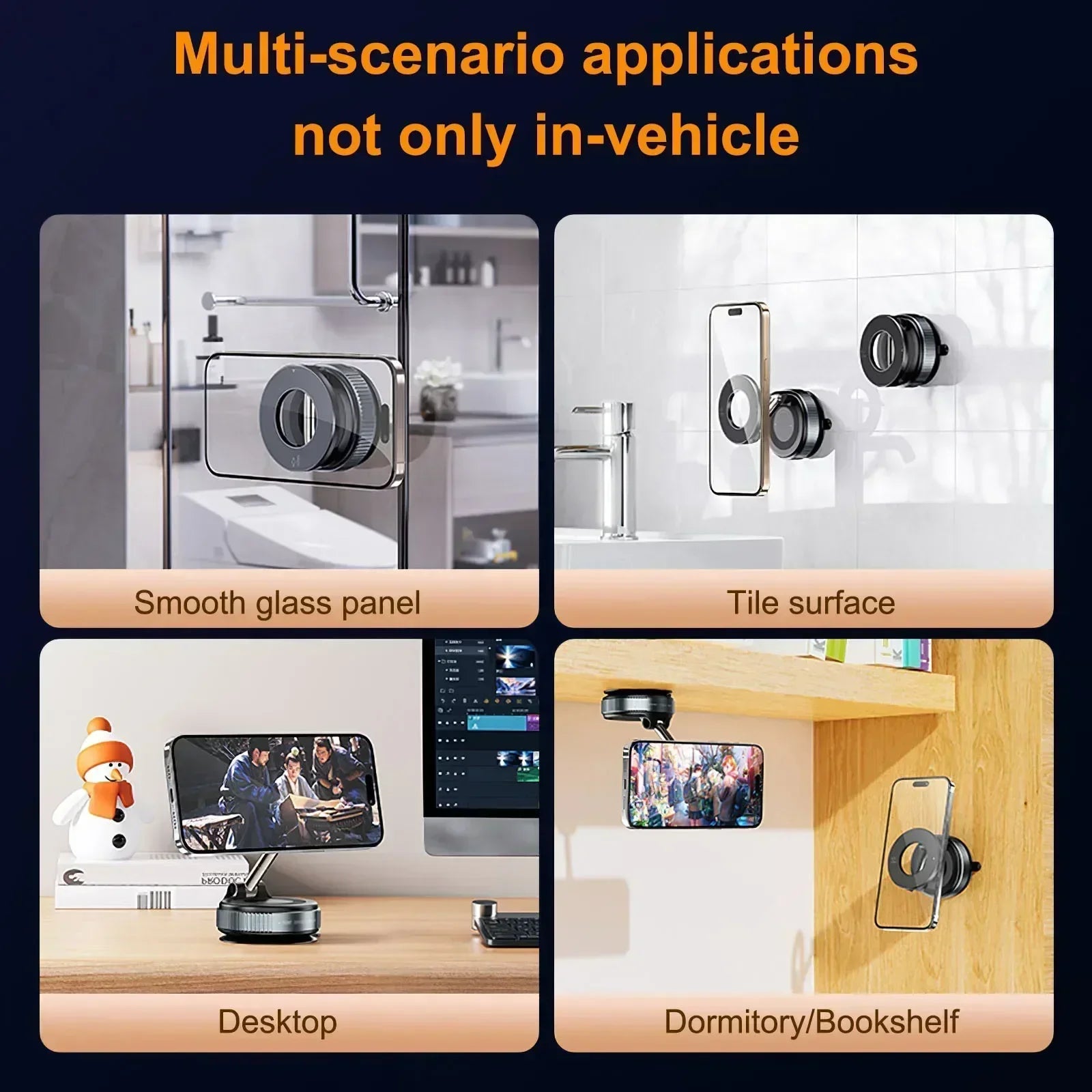 K007 Magnetic Phone Holder - 360° Adjustable Suction Stand for All Phones