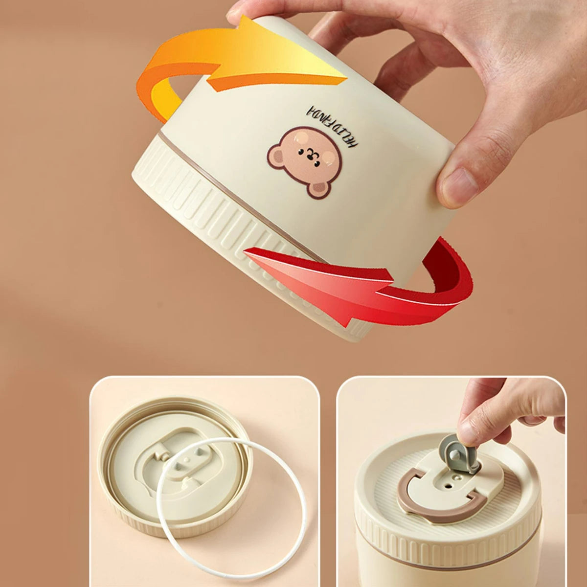 Cute Portable Thermal Stainless Steel Lunch Box for Kids