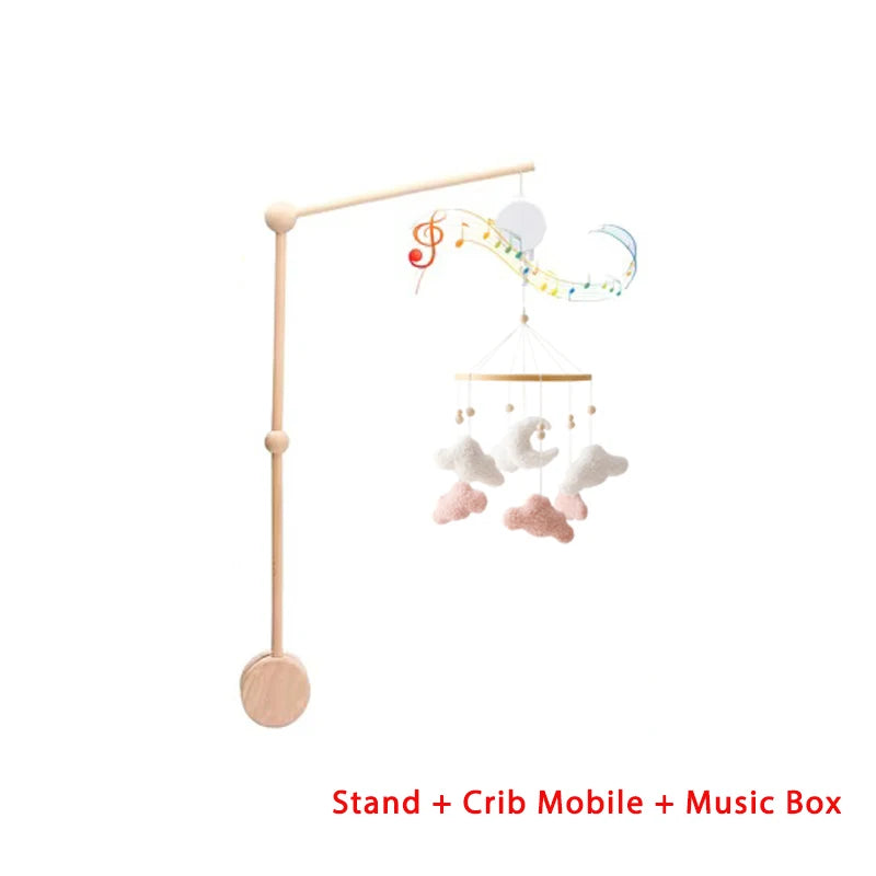 Dreamy Wooden Crib Mobile with Soft Felt Cartoon Bear & Gentle Bells